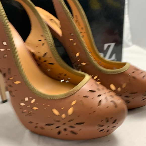 Type Z boho Odele cognac sling back platform heels - Picture 3 of 8
